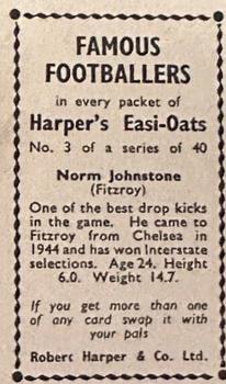 1951 Harper's Easi-Oats Famous Footballers #3 Norm Johnstone Back